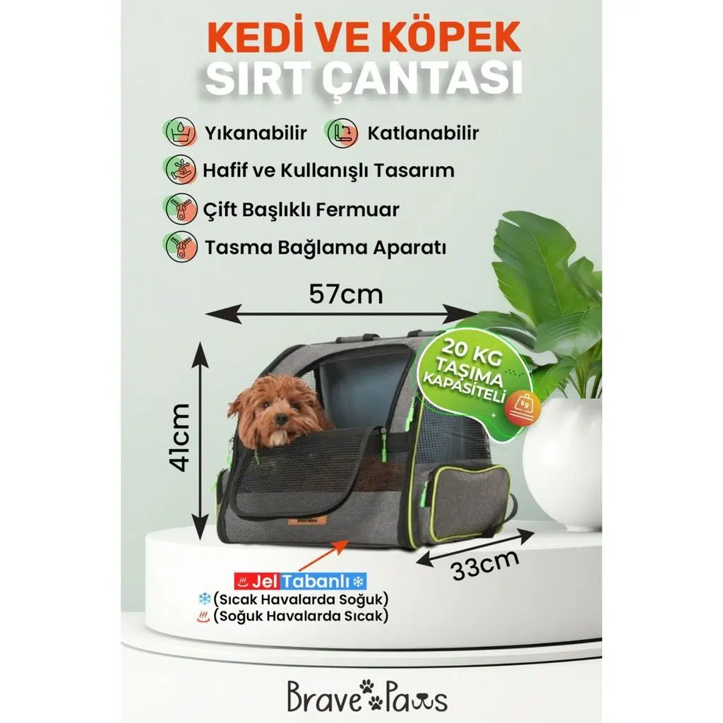 Brave Paws Kedi ve Köpekler Için Piramit XL Taşıma Çantası - Geniş Alan Havalandırmalı Seyahat Çantası