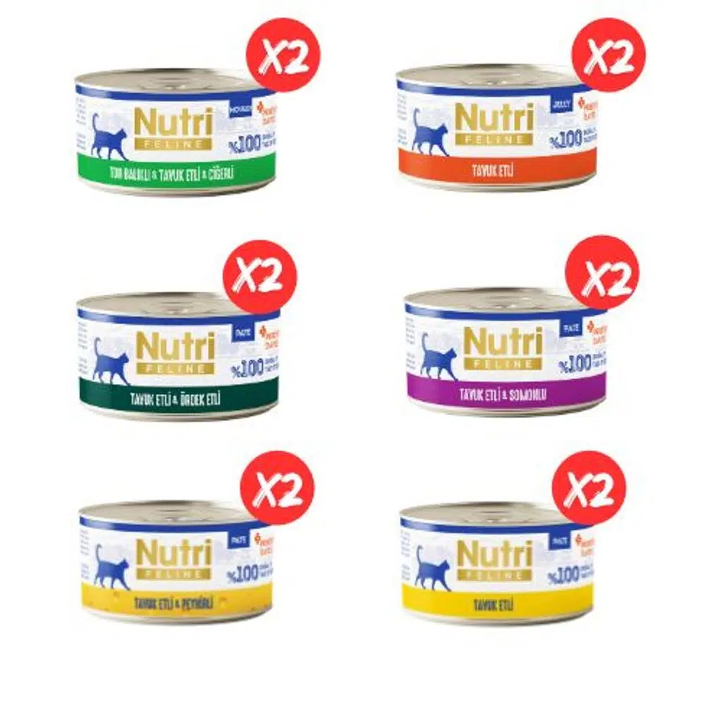 Nutri Feline 12'li Karışık Tavuklu Seri Yaş Kedi Maması Ekonomik Koli