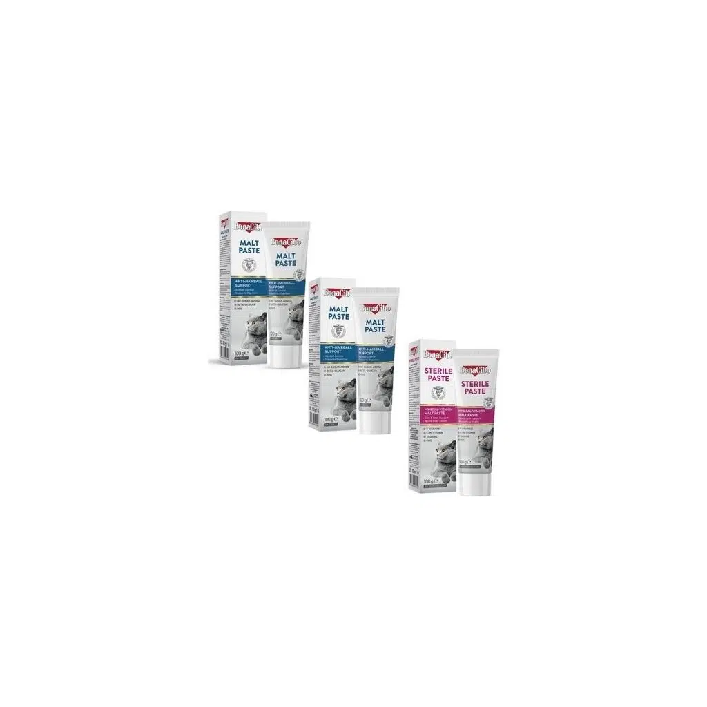 3'lü Set: 2 Adet Malt Paste ve 1 Adet Sterile Paste Kısırlaştırılmış Kedi Macunu (3 x 100G)