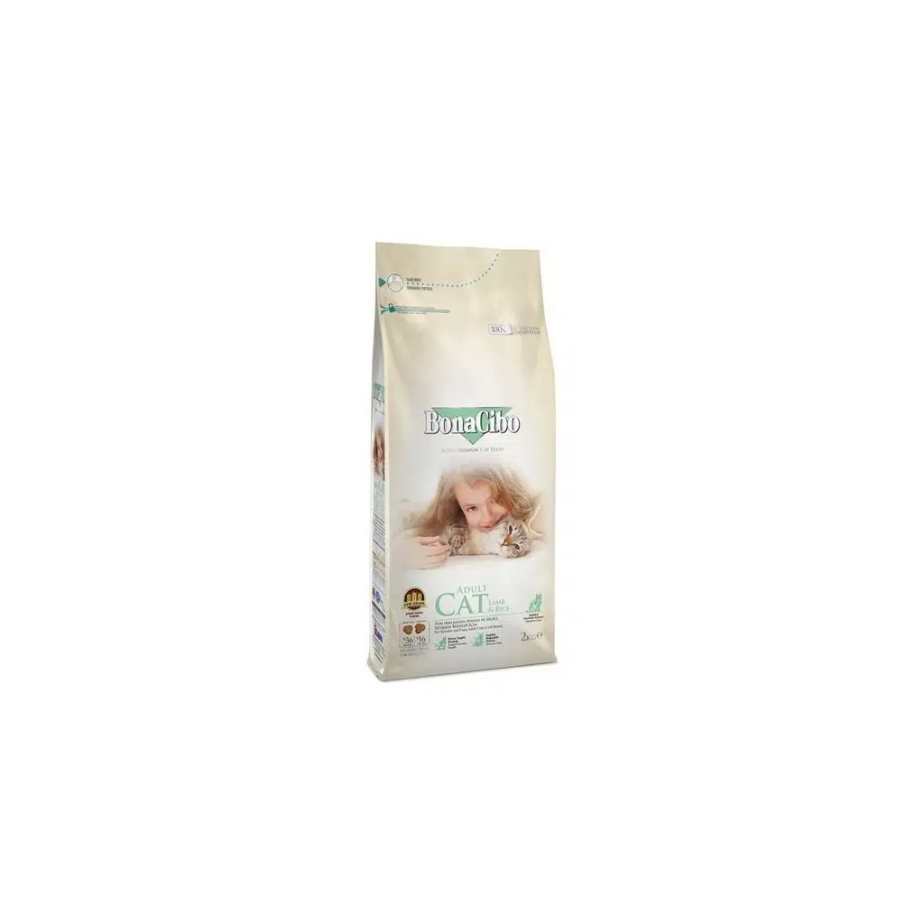 BonaCibo Adult Cat Lamb & Rice Kuzu Etli ve Pirinçli Yetişkin Kedi Maması 2 kg