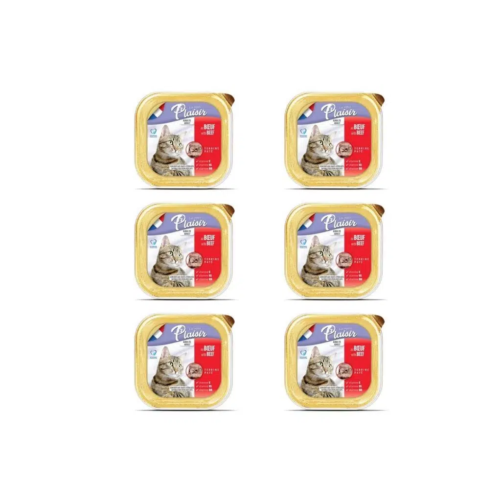 Plaisir Biftek (Sığır) Etli Pate Kısırlaştırılmış ve Yetişkin Kedi Yaş Maması 100 Gr X 6 Adet