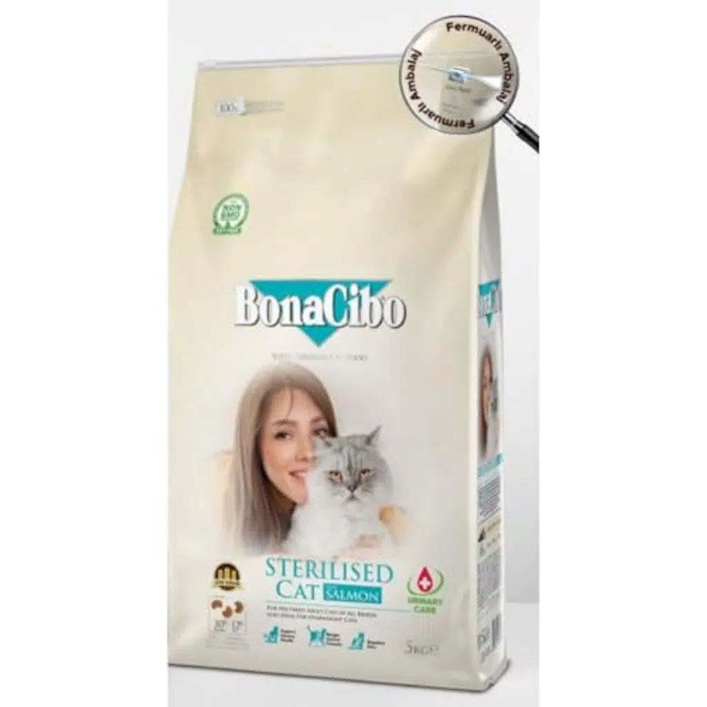 BonaCibo Adult Cat Sterilised Somonlu Kısırlaştırılmış Kediler için Somonlu Yetişkin Kedi Maması 5 Kg