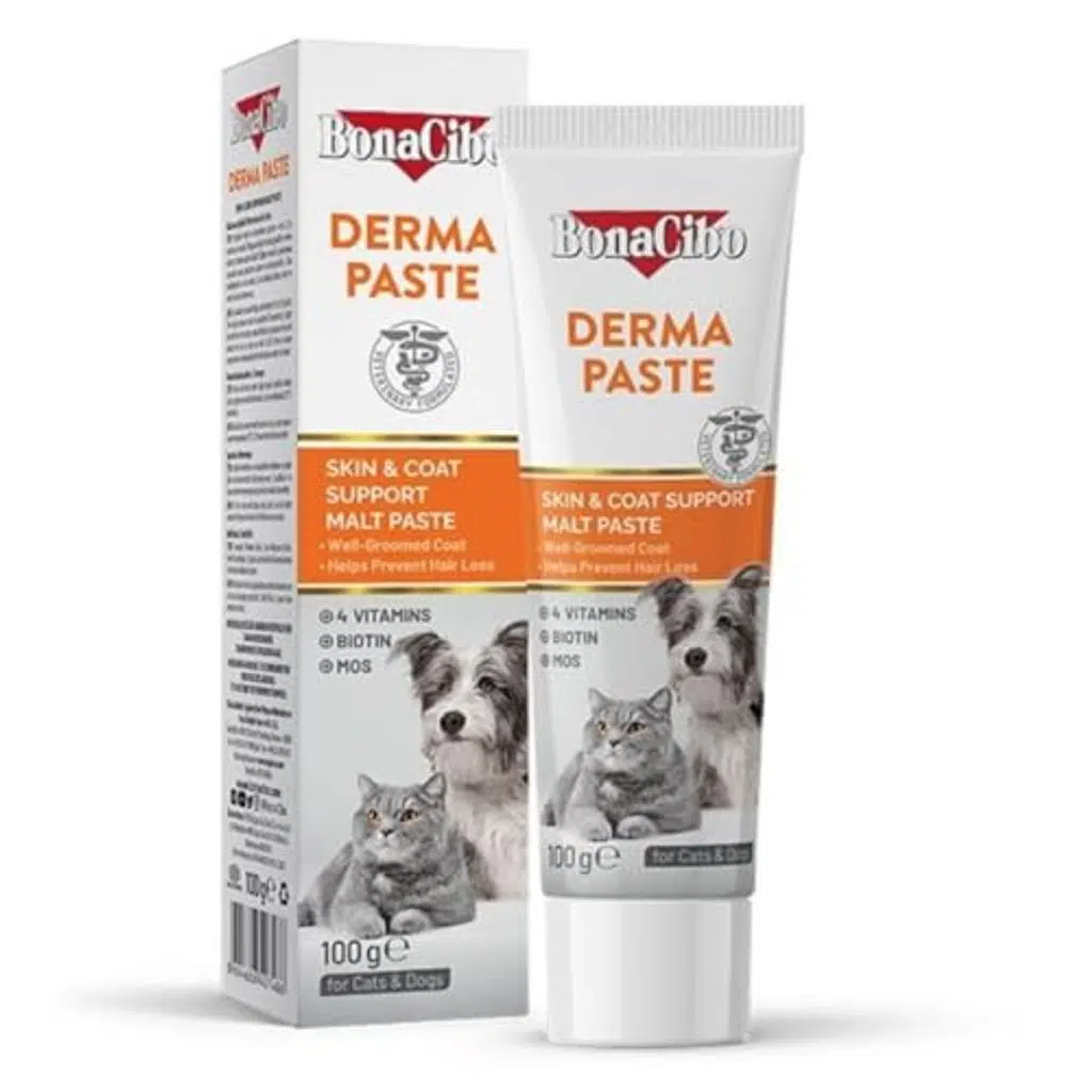 BonaCibo Derma Paste Yetişkin Kedi ve Köpekler için Deri ve Tüy Bakımını Destekleyici Malt Macun 100 ml