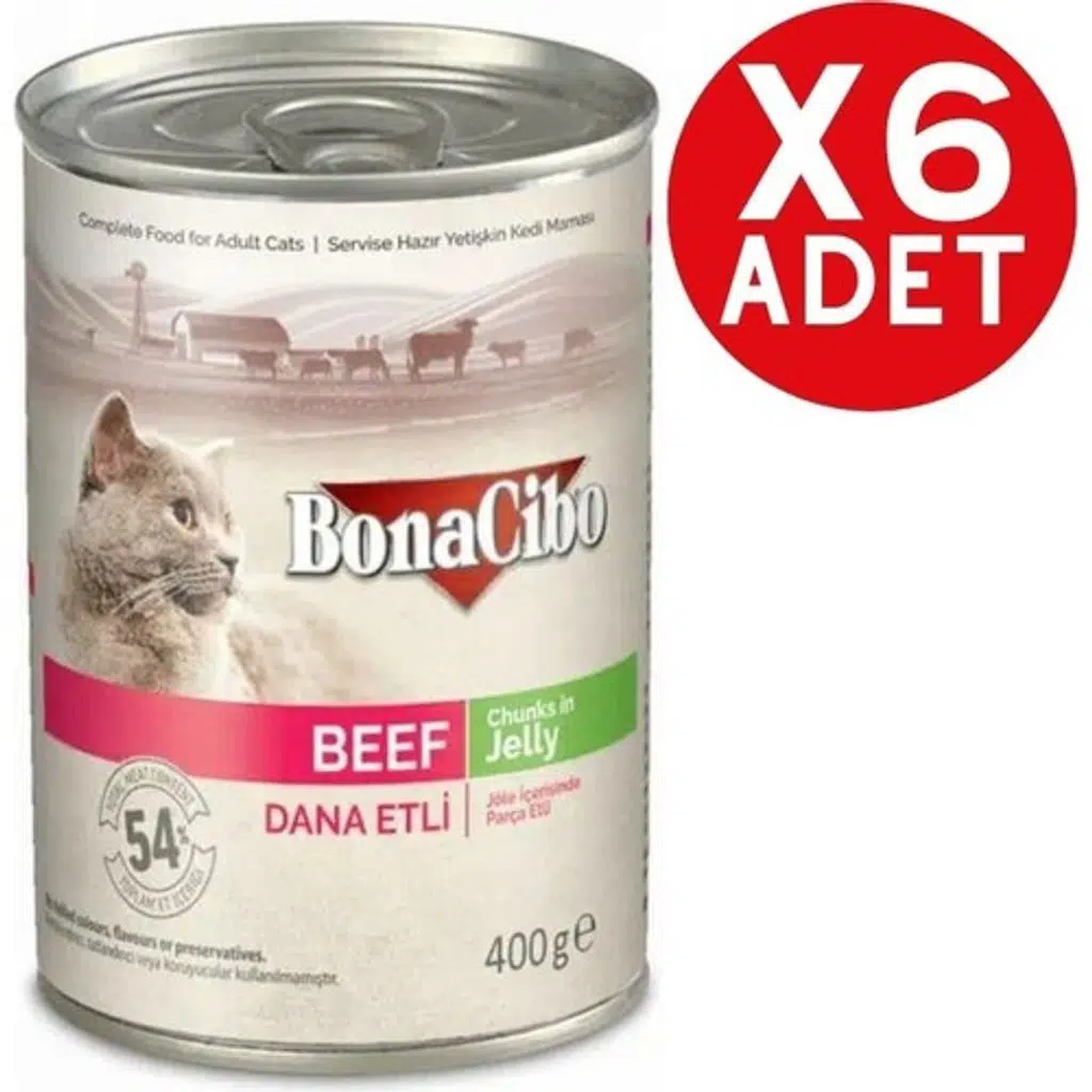 Bonacibo Jöleli Dana Etli Yaş Kedi Maması 6 x 400 gr