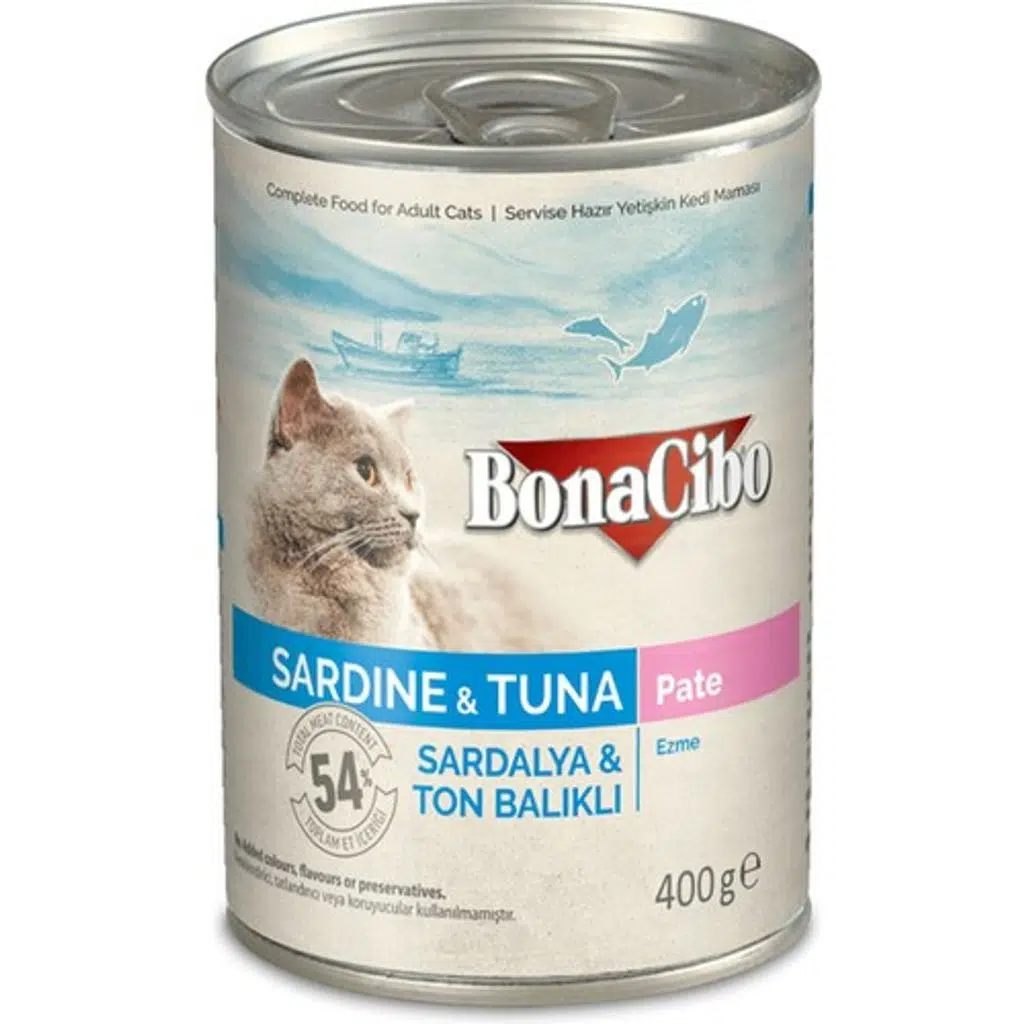 Bonacibo Kedi Yaş Mama Sardalya ve Ton Balıklı 6 x 400 gr
