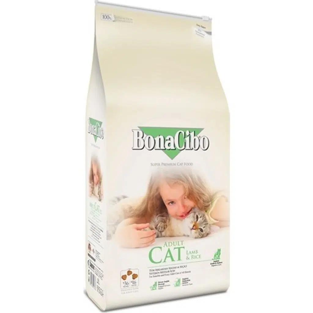 BonaCibo Kuzu Etli ve Pirinçli Yetişkin Kedi Maması 2 kg