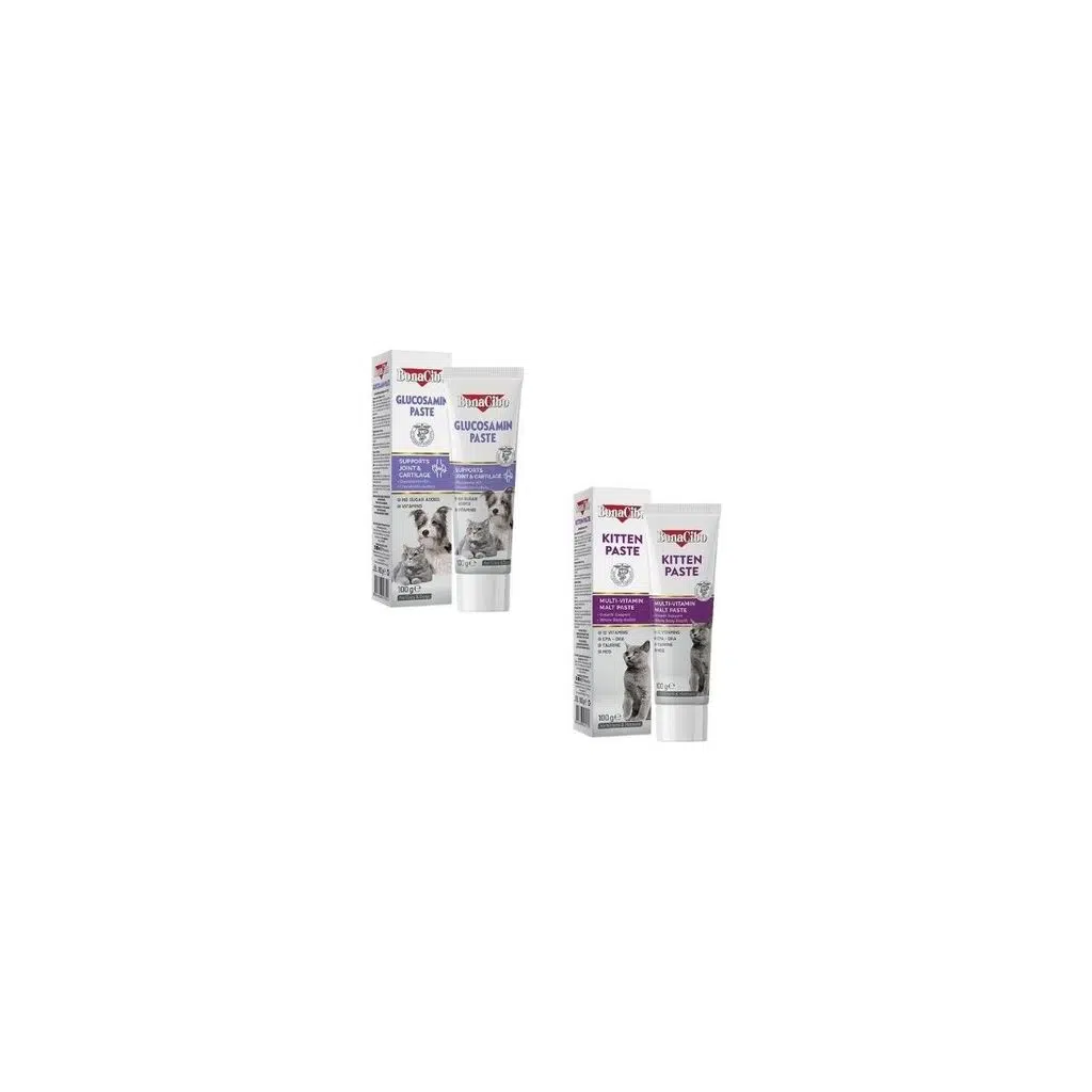 Bonacibo Gençlik ve Dinçlik Paketi Bonacibo 2'li Karma Bakım Seti: Kitten Paste (Yavru Kedi Vitamini) + Glucosamine Paste (Eklem Destek Macunu)