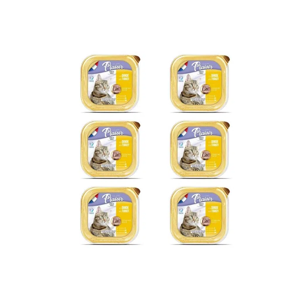 Plaisir Hindi Etli Pate Kısırlaştırılmış ve Yetişkin Kedi Yaş Maması 100 Gr x 6 Adet