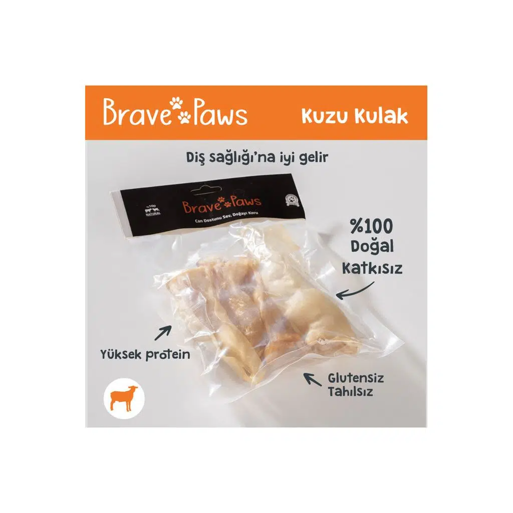 Kurutulmuş Kuzu Kulak 100gr - %100 Doğal Köpek Ödül Maması