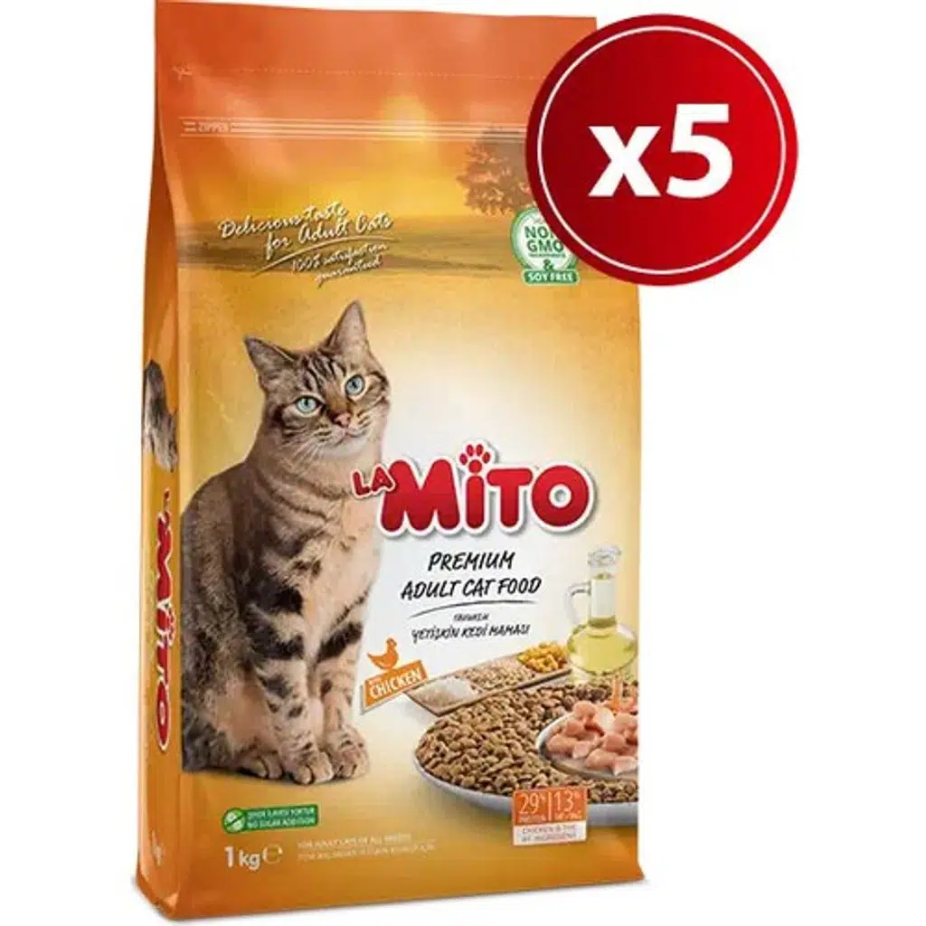 Mito Adult Cat Tavuklu Yetişkin Kedi Maması 1 kg X 5 Adet