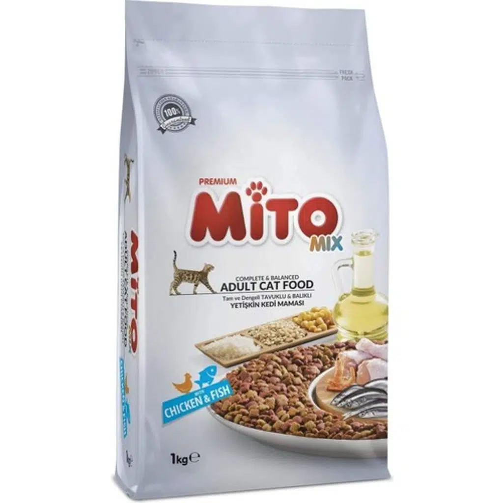 Mito Mix Adult Cat Tavuklu ve Balıklı Renkli Taneli Yetişkin Kedi Maması 1 kg