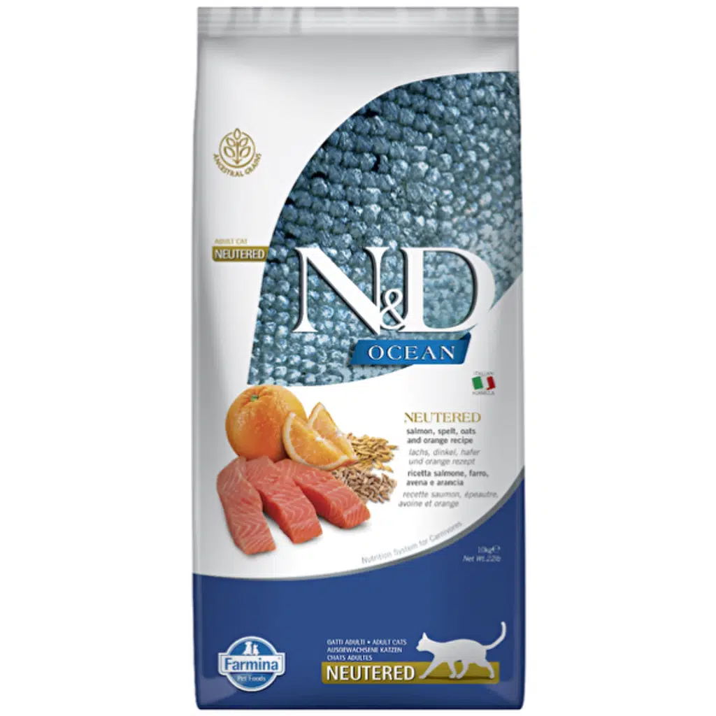 N&D Ocean Düşük Tahıllı Somonlu ve Portakallı Kısırlaştırılmış Açık Kedi Maması 2 Kg