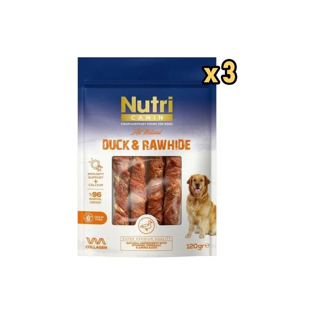 Nutri Canin Rawhide Ördek Eti Sarili Orta Büyük Irk Köpek Kemik Ödülü 120 gr x 3 Adet