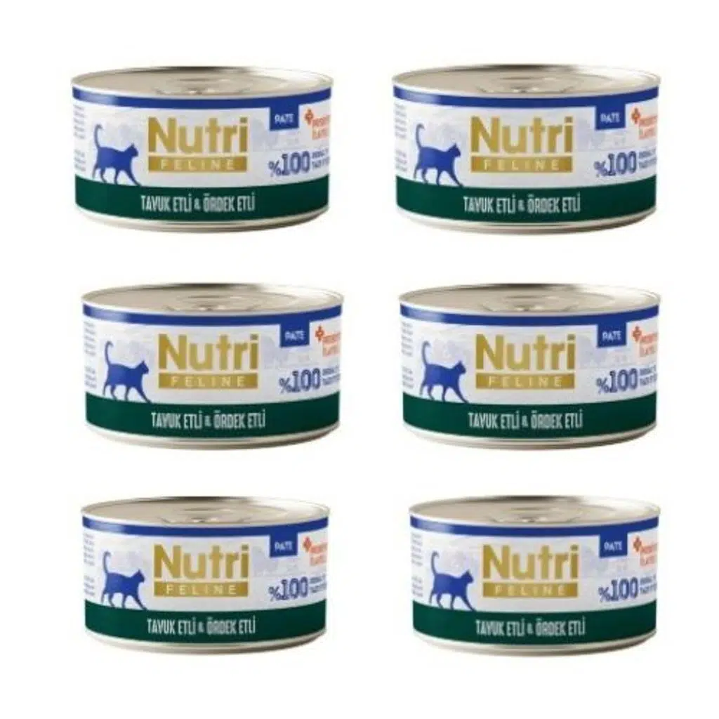 Nutri Feline Tahılsız Tavuk Etli ve Ördekli Pate Kedi Konservesi 70 Gr x 6 Adet - Doğal Ezme Yaş Mama