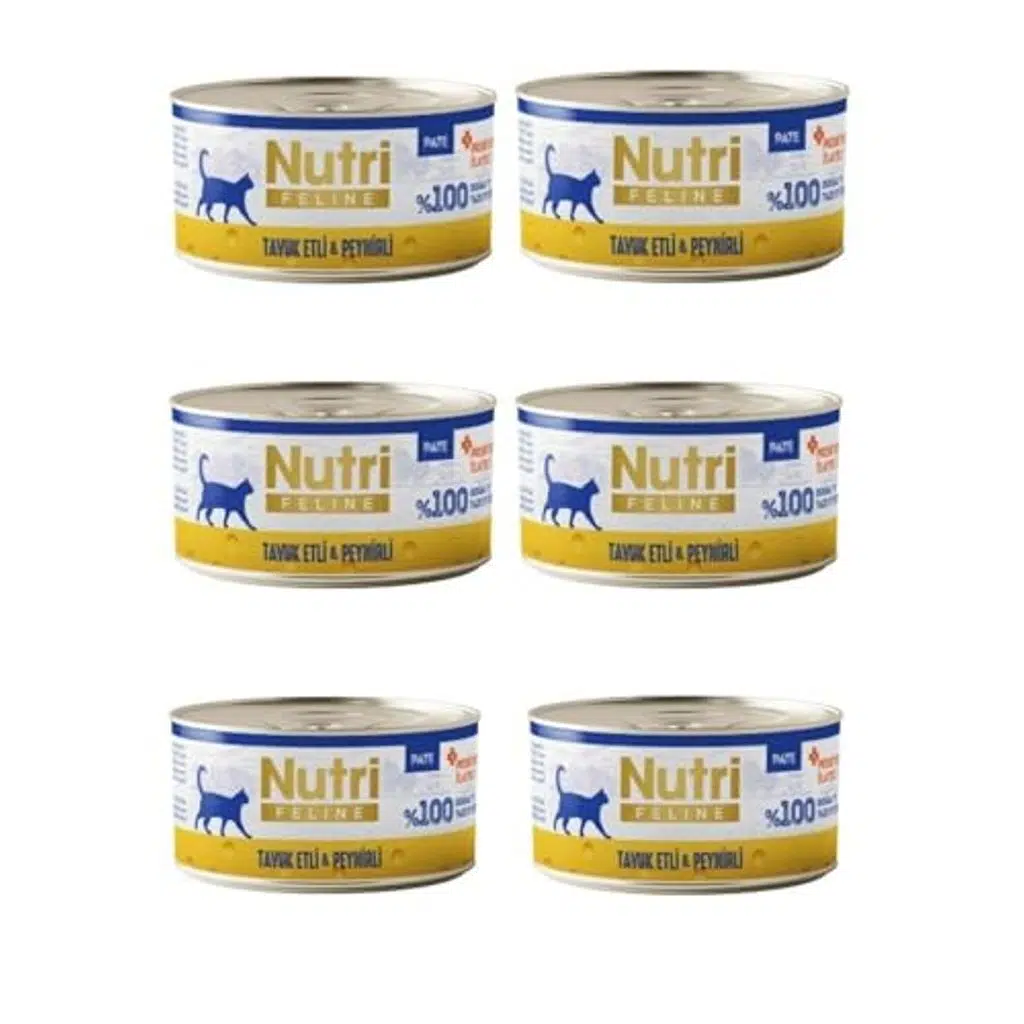Nutri Feline Tahılsız Tavuk Etli ve Peynirli Pate Kedi Konservesi 70 Gr x 6 Adet - Doğal Ezme Yaş Mama