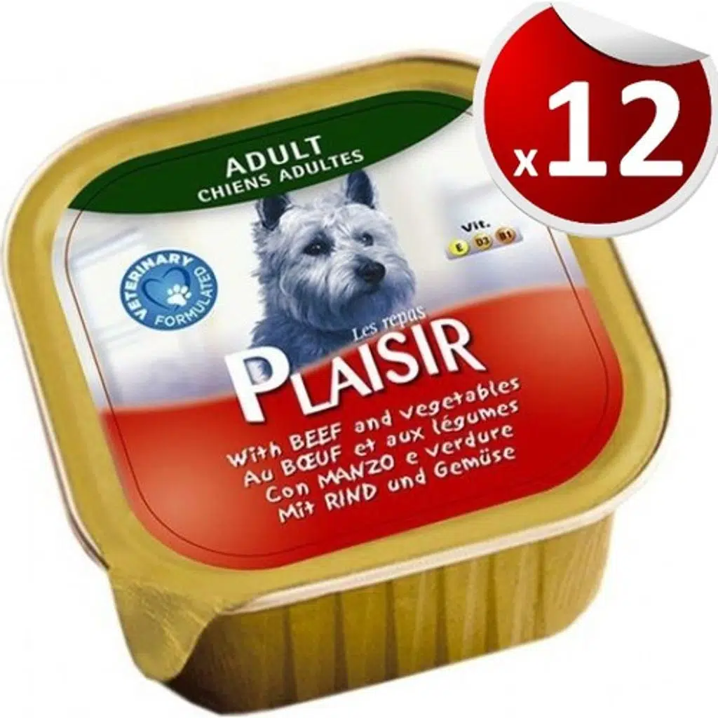 Plaisir Beef Biftek Etli Parçalı ve Soslu Köpek Konservesi 150 gr x 12 Adet