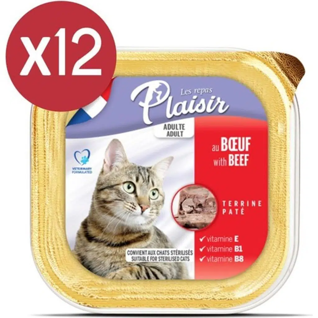Plaisir Pate Biftekli Kedi Konservesi 12X100 gr