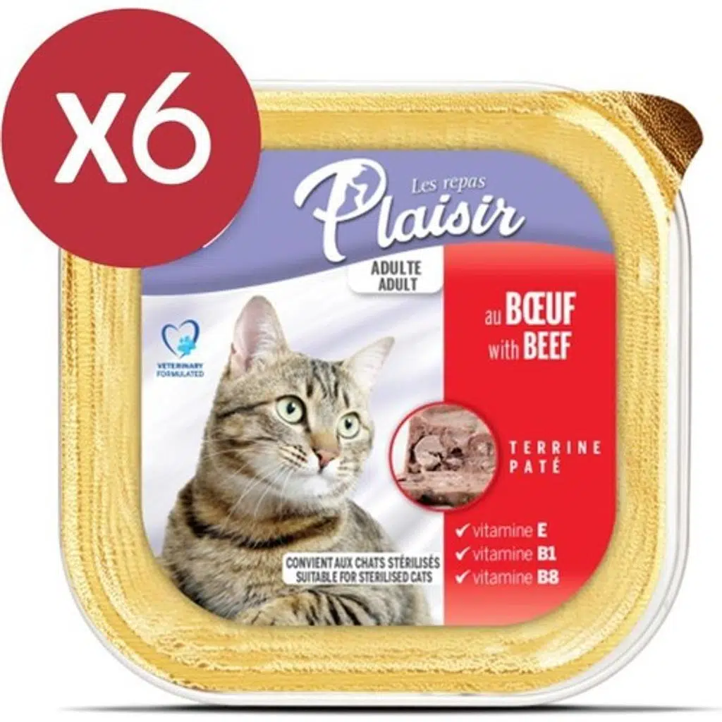 Plaisir Pate Biftekli Kedi Konservesi 6X100 gr