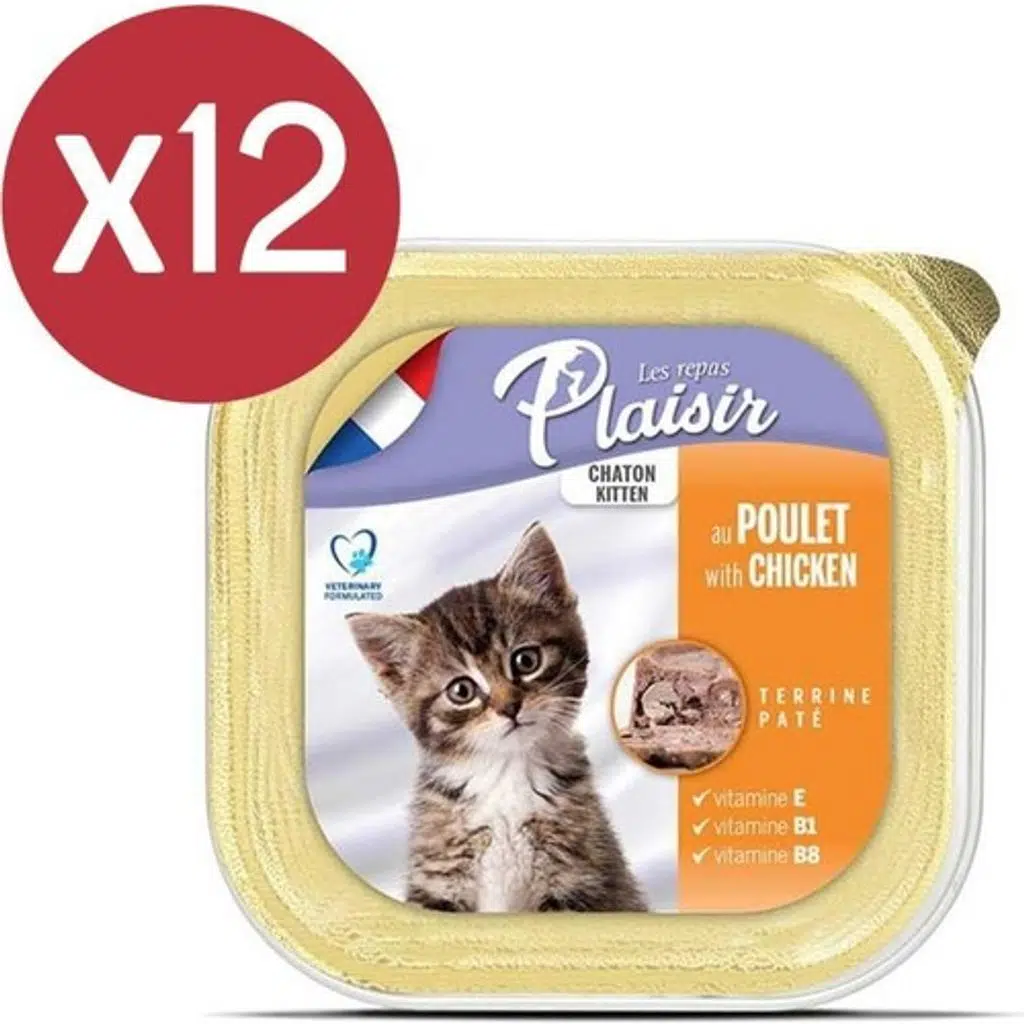 Plaisir Pate Kitten Tavuklu ve Sütlü Yavru Kedi Konservesi 12X100 gr