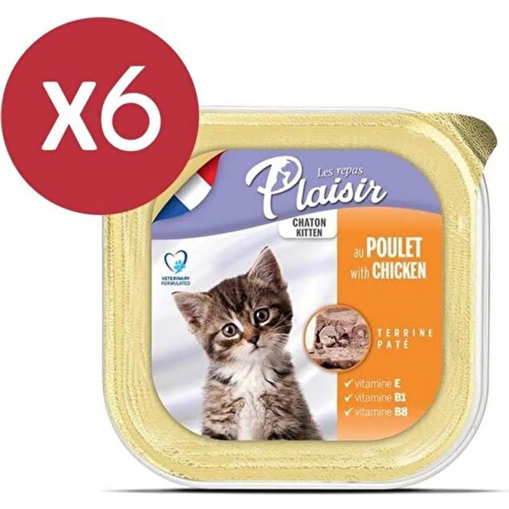Plaisir Pate Kitten Tavuklu ve Sütlü Yavru Kedi Konservesi 6X100 gr
