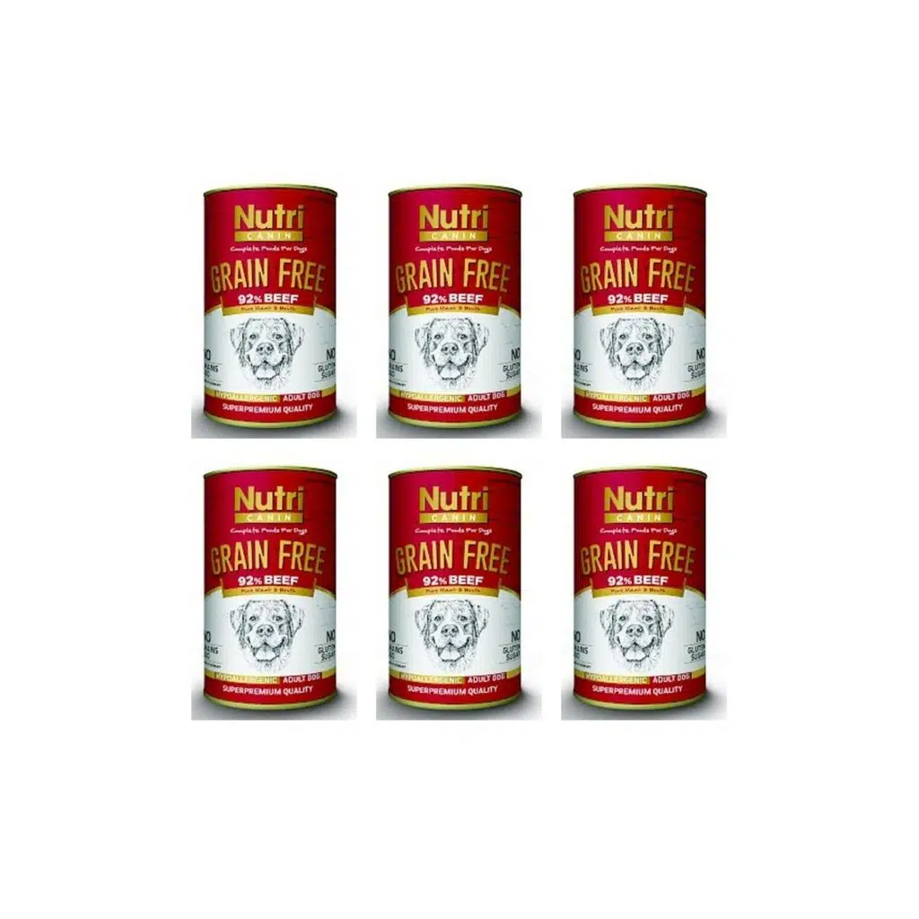 Nutri Canin Sığır Biftek Etli Tahılsız Yetişkin Köpek Konservesi 400 Gr x 6 Adet