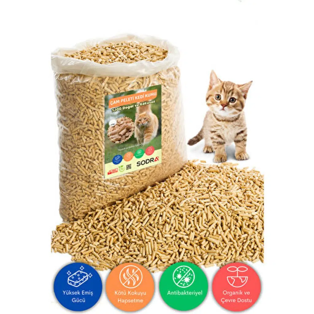 Sodra Kedi Kumu %100 Organik Çam Kokulu Pelet 6mm 20LT (10KG)