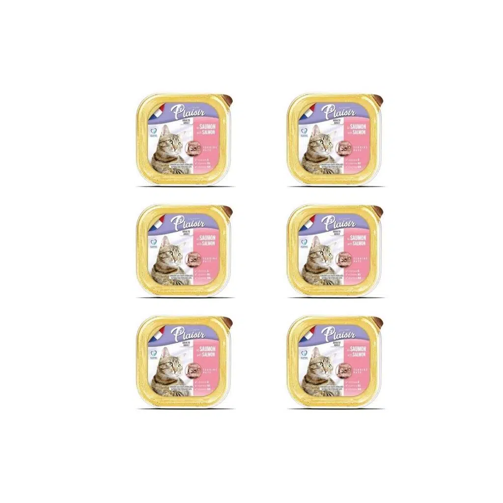 Plaisir Somon Balıklı Pate Kısırlaştırılmış ve Yetişkin Kedi Yaş Maması 100 Gr x 6 Adet