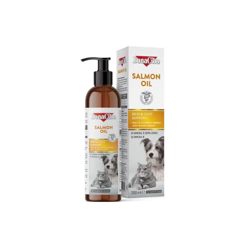 Bonacibo Somon Yağı 200 ml - Kedi ve Köpekler İçin Omega 3 & 6 Tüy ve Deri Destekleyici