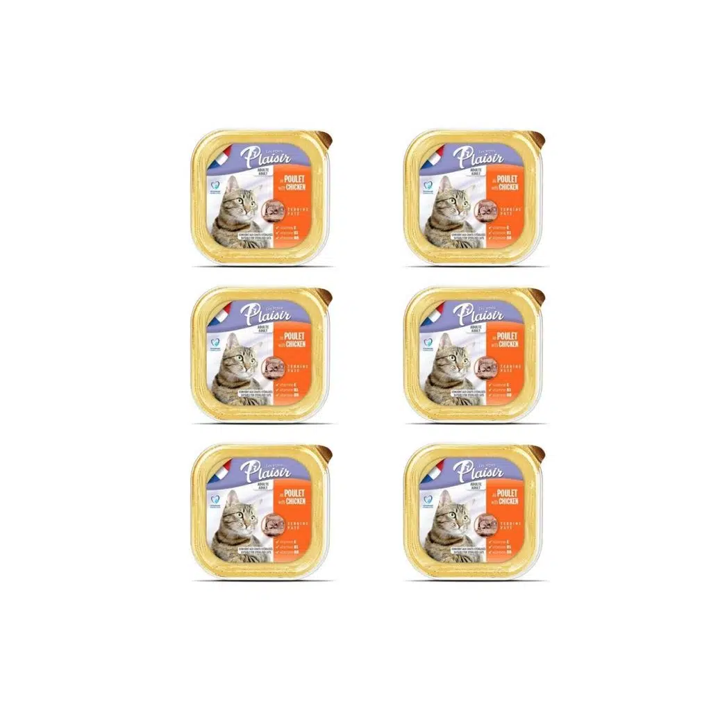 Plaisir Tavuk Etli Pate Kısırlaştırılmış ve Yetişkin Kedi Yaş Maması 100 Gr x 6 Adet