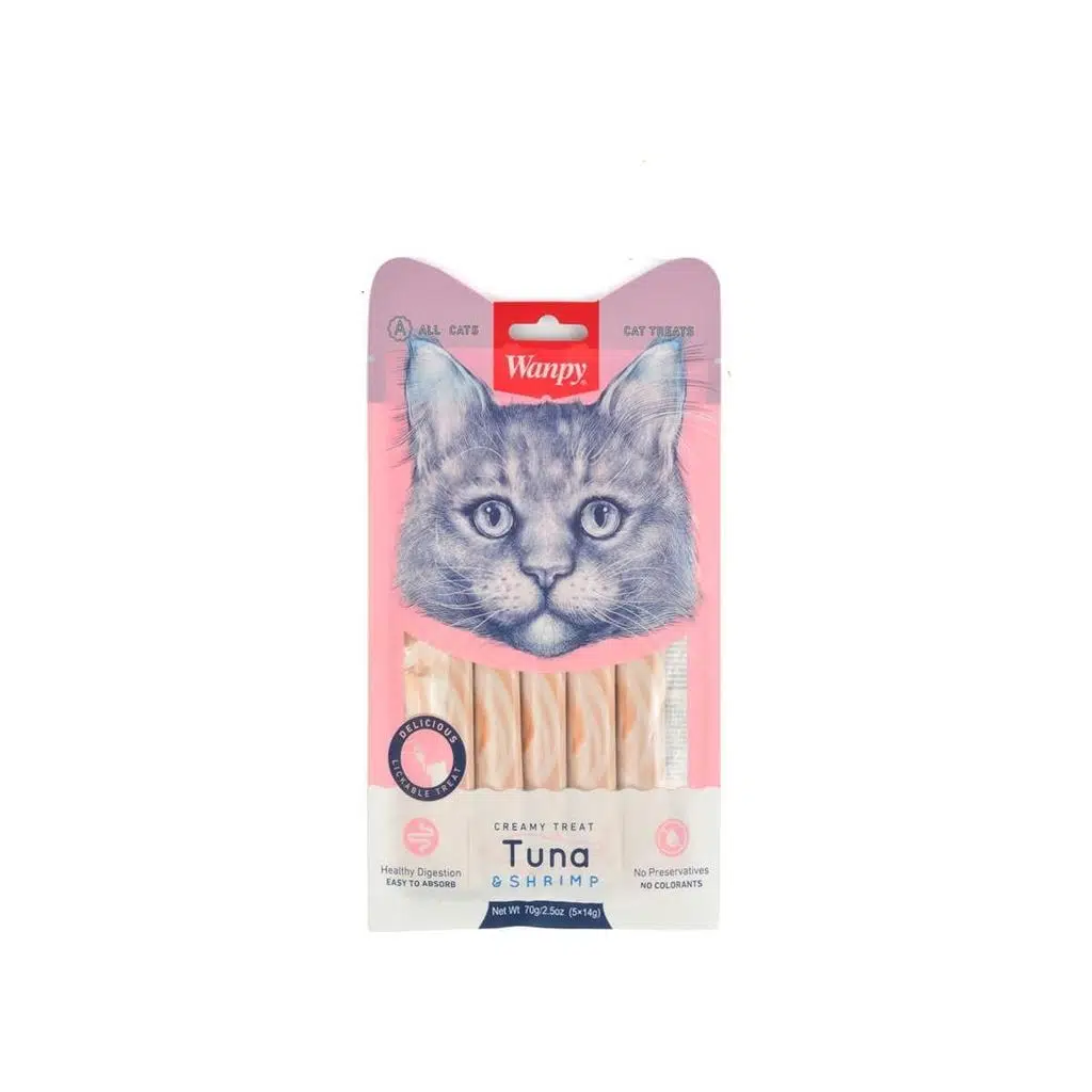 Wanpy Ton Balığı Karides 5X14 gr Likit Kedi Ödülü x 4 Adet
