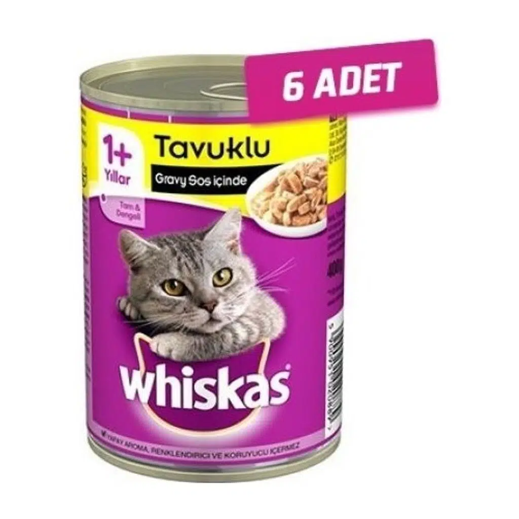 Whiskas 6 Adet - Whiskas Tavuklu Yetişkin Kedi Konservesi 400 gr